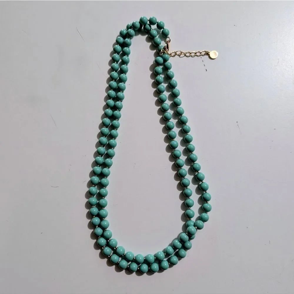 Charter Club Beaded Faux Pearl Necklace Chain Green Fashion